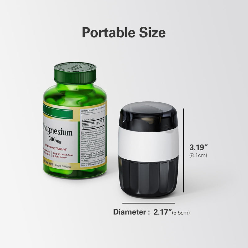 DEPAD 3-in-1 Pill Crusher and Pill Cutter, Pills Crusher Fine Powder with Stainless Steel Grinding Head, Pil Grinder with Storage for Tablets, Cutter Splitter for Small and Tiny Pills Black