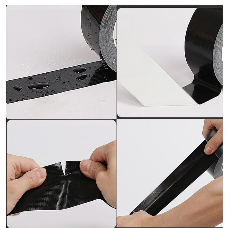 Duct Tape 1 Inch X 44 Yards, 8.5 mil Thickness, Heavy Duty Black Duct Tape, No Residue, Waterproof, Tear by Hand for Repairs, Industrial, Professional Use