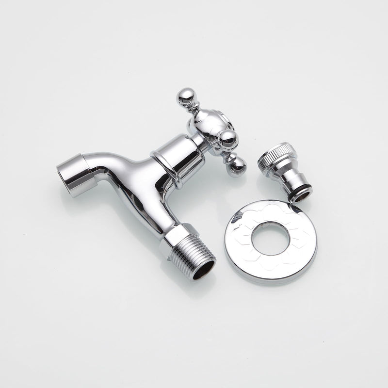 Chrome Brass Wall Mounted Balcony Mop Sink Faucet Brass Single Handle Cold Garden, Laundry Utility Faucets Chrome
