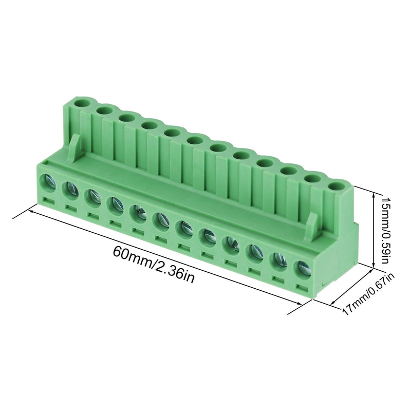 10 pcs 12 Pin 5.08mm Pitch Pluggable PCB Angle Screw Terminal Block Plug Connector Socket Panel Mount DIY (5pcs 12P) 10pcs 12P 5.08mm