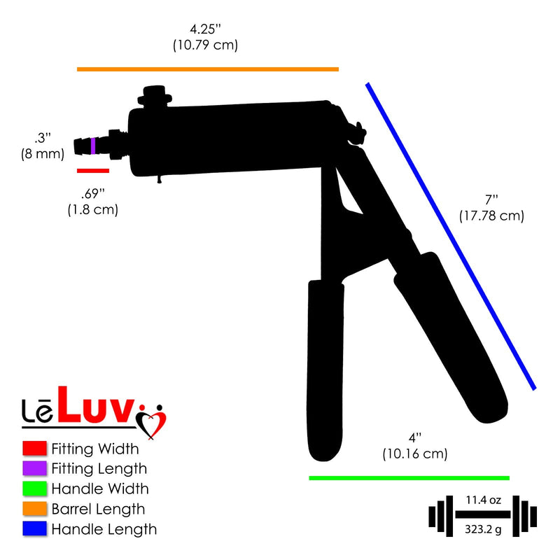 LeLuv Ultima Vacuum Pump Handle - Brass Chamber with Blue Padded Rubber Grips - Gauge Installed Brass + Black Metal