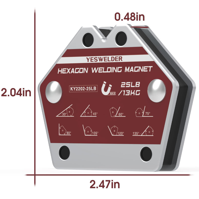YESWELDR Hexagon Welding Magnets, 25LB 4PCS Multi-Angle Strong Magnetic Welding Holder, Holding Power Welding Accessories 25lb*4