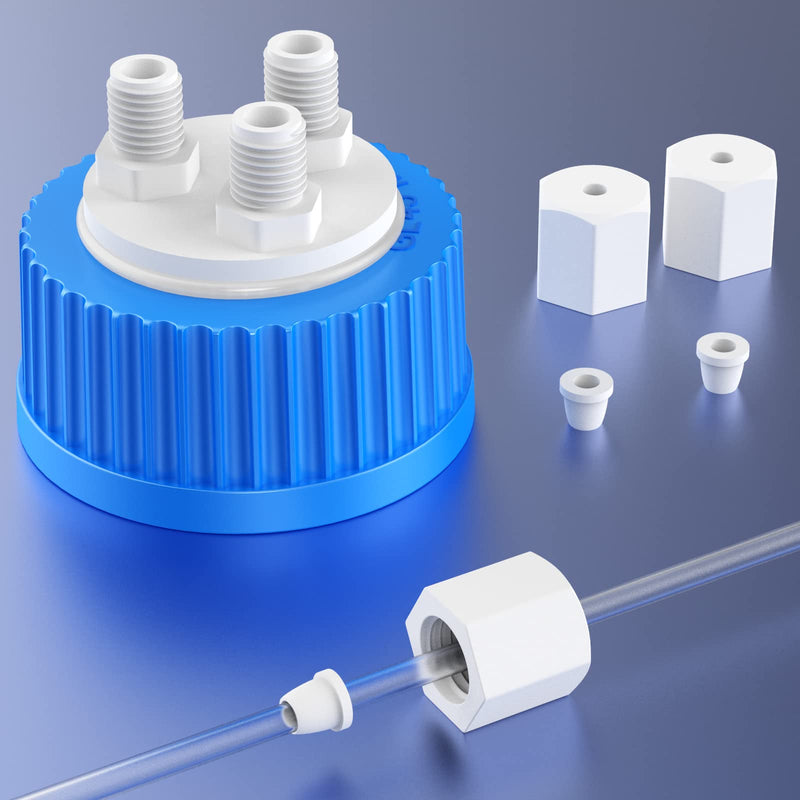 Multiple Distributor for Bottles GL45 Insert Made of PTFE,Liquid Chromatography Waste Cap,HPLC Solvent Delivery Caps,PP by ZHANXUBIO (1/8-3 Port) 1/8-3 Port