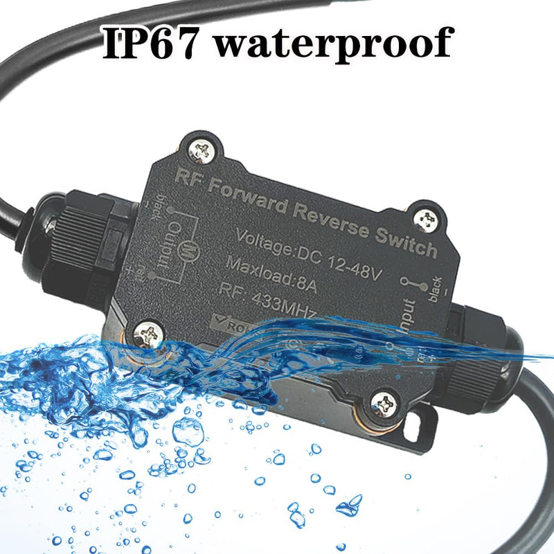 DC12V Forward and Reverse Remote Control Switch，Waterproof Wireless DC Motor Remote Control Switch DC12V/48V/8A Linear Actuator Remote Switch for DC Motor,Winch Solenoid Relay Contactor DC12V-48V Forward and reverse switch