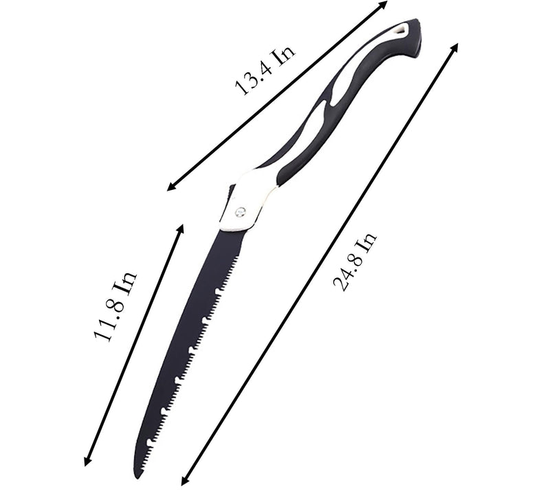 Folding Saw with Rubber Handle, 24.8 Inch Manganese Steel SK-5 Blade Pruning Saw for Hunting, Gardening, Camping and Trimming (blade 29cm) blade 29cm