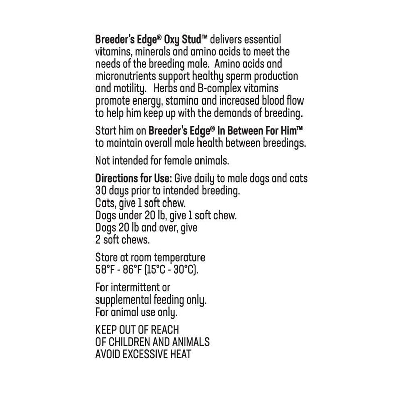 Revival Animal Health Breeder's Edge Oxy Stud- Male Performance Supplement- 60ct Soft Chews - for Dogs & Cats Small Dogs & Cats - 60ct Soft Chews