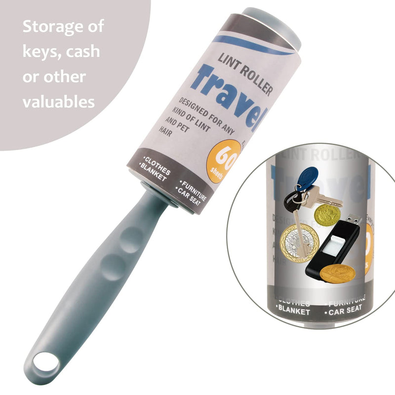 Keep Your Secret- Lint Roller for Diversion Safe-Hidden Compartment for Keys, Cash and Valuables(Grey) Travel