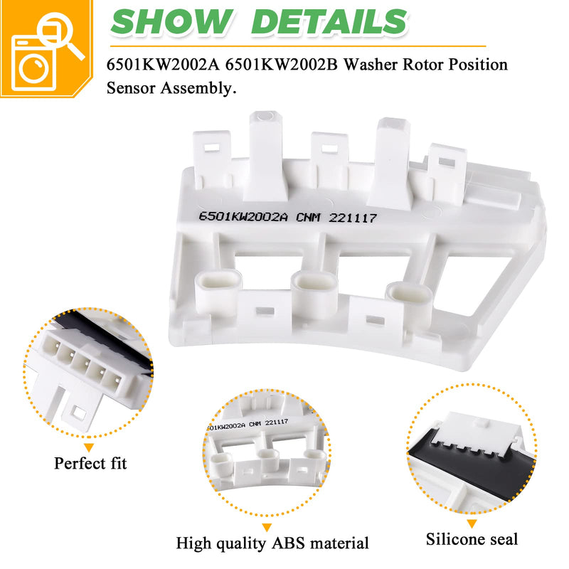 6501KW2002A Washer Rotor Position Sensor (2025 Upgrade) Fit for Kenmore LG wm2016cw wm3170cw wm3370hwa wm3575cw Hall Sensor OEM 6501KW2002A 6501KW2002B Washer Rotor Position Sensor