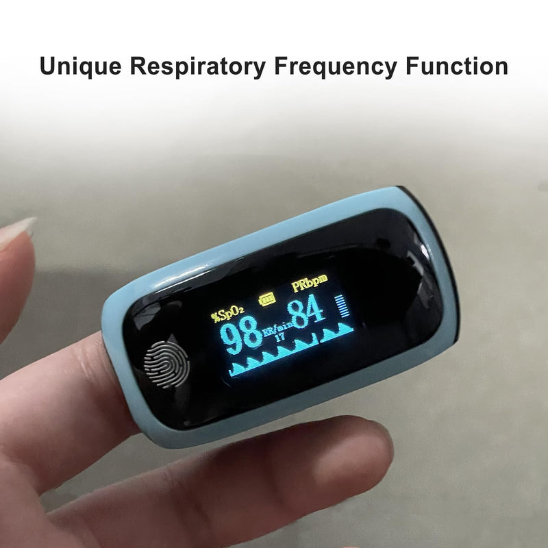 Rechargeable Fingertip Pulse Oximeter - Blood Oxygen Saturation Monitor for Home, Outdoor Sports, Wide Use (Blue)