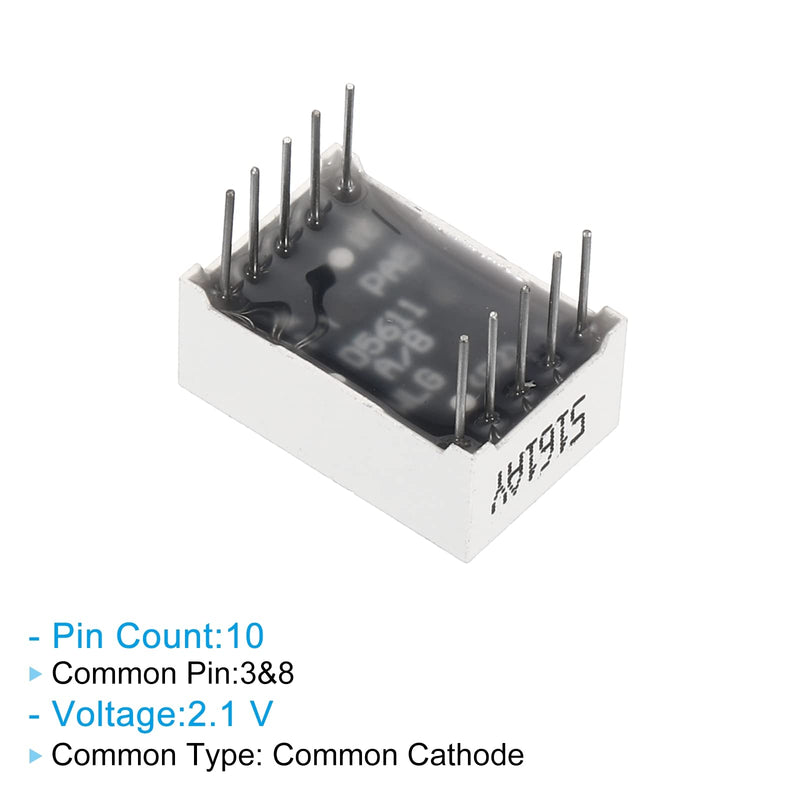PATIKIL LED Display Digital Tube, 20 Pack Common Cathode 7 Segment 10 Pin 1 Bit 2.1V 0.56" Digit Height LED Display Module for Electronic Driver Board, Yellow