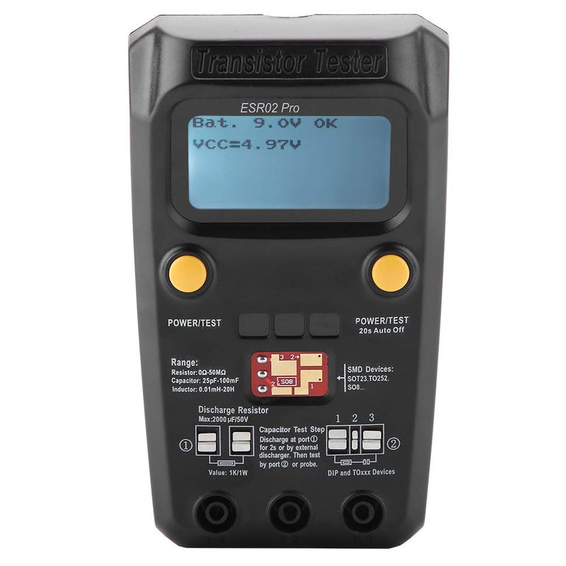 Transistor Tester, ESR02 Pro Digital Transistor Capacitor Tester SMD Chip Component Inductance Meter LCR Meter LCR Tester Electronic Component Tester, Digital Transistor Tester