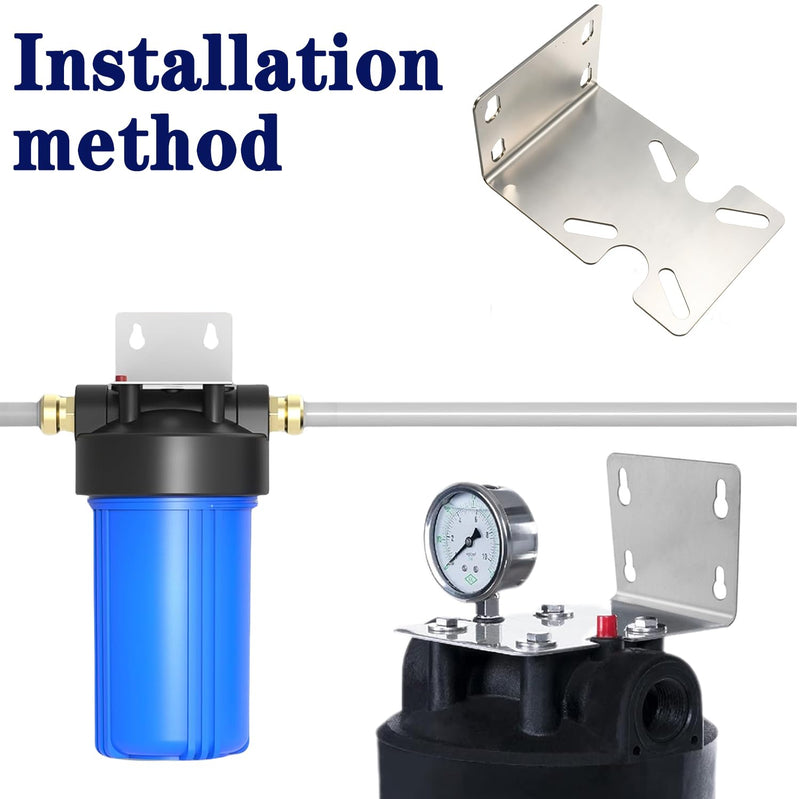 2Pcs Stainless Steel Water Filter Housing Mounting Bracket, Water Purifier RO Housing Bracket for 10'' and 20'' Filter Housings (2) 2