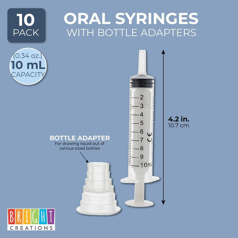 Bright Creations Oral Medicine Syringes with Bottle Adapter (Transparent, 10 Pack) - NewNest Australia