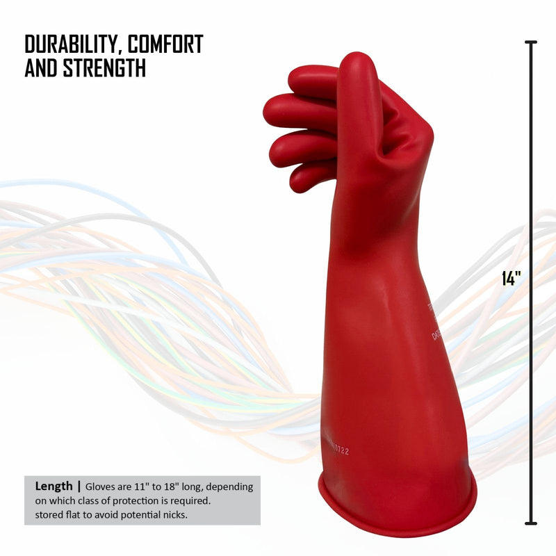 Magid Class 00 Electrical Glove 1 Pair Size 10 | Cuff Length - 11" Red