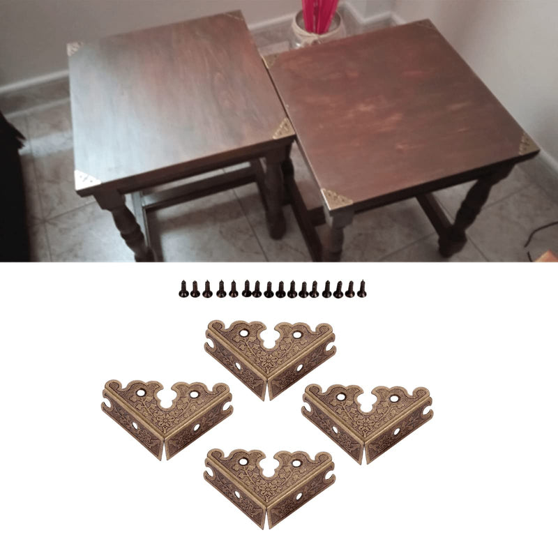 dophee 4Pcs Decorative Corner Protectors, Retro Style Edge Safety Guards Covers for Picture Frame Album Jewelry Box Gift Box Wooden Case Chest Tables Cabinet Furniture, 1.34"x1.34"-Antique Bronze Antique Bronze