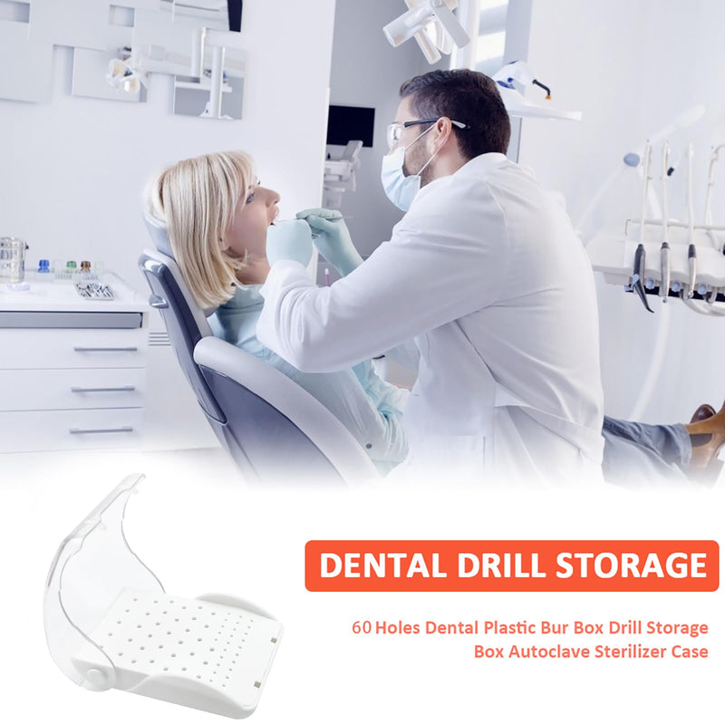 Dental Bur Blocks Station, YOUYA DENTAL 60 Holes Dental Bur Autoclavable Case Organizer with Cover Case, Dental Burs Holder Organizer for Slow Speed High Speed Burs Diamond Burs Drill Dentist Tool White