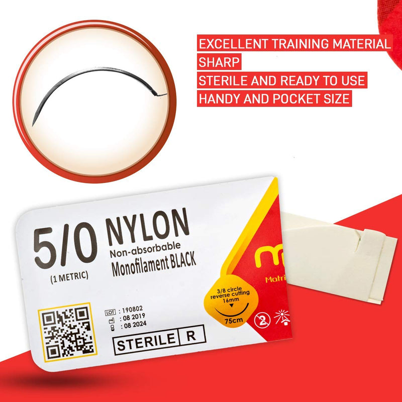 Suture Thread with Needle 30Pk (Mixed 0, 2-0, 3-0, 4-0, 5-0, 6-0) - Practice Suturing; Camping Survival Demo, Military Tactical Drill, Hospital Clinic Rotation, First Aid Travel Safety, Veterinary Use