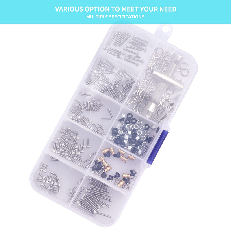 HobbyPark 280pcs SCX24 Screw Kit Screws Assortment Set Hardware Fasteners for Axial SCX24 Gladiator Chevrolet C10 Deadbolt B17 Betty Wrangler JLU CRC Bronco 1/24 Crawler