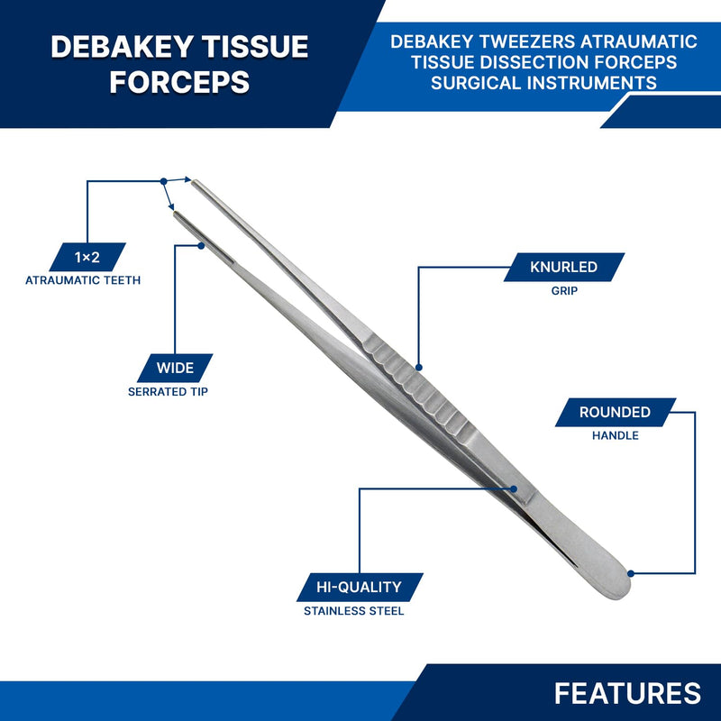 Debakey Tweezer Atraumatic Forceps Surgical Dental Veterinary Stainless Steel Instruments Select a size 6",7",8",9",10",12" (8) 8
