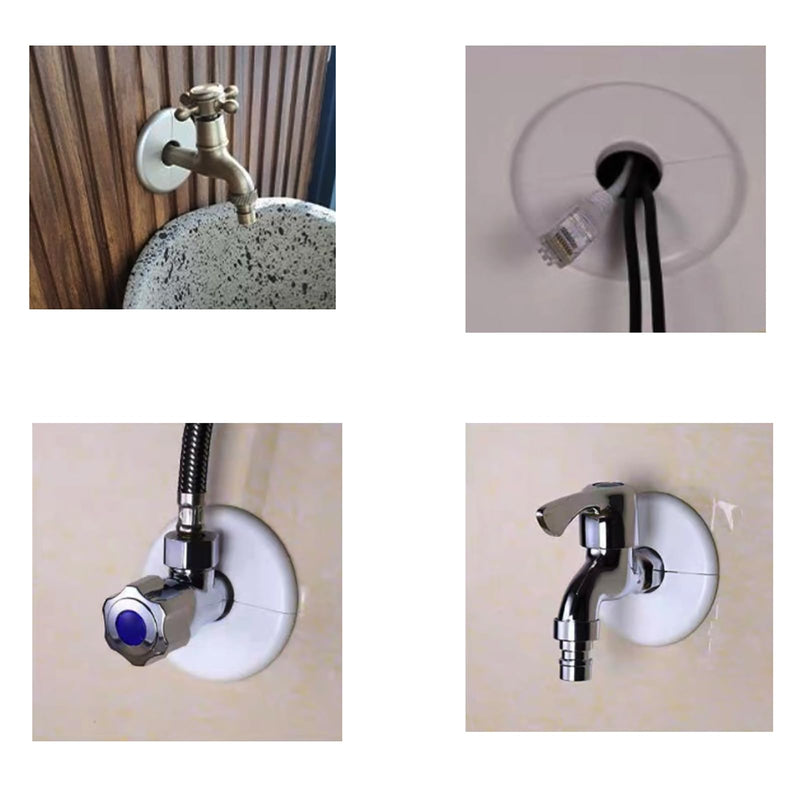 2 Pack Wall Split Flange ABS Round Escutcheon Plate for 2.0"/ 51mm Diameter Pipe Faucet Decoration Accessories (White) 2.0 Inch