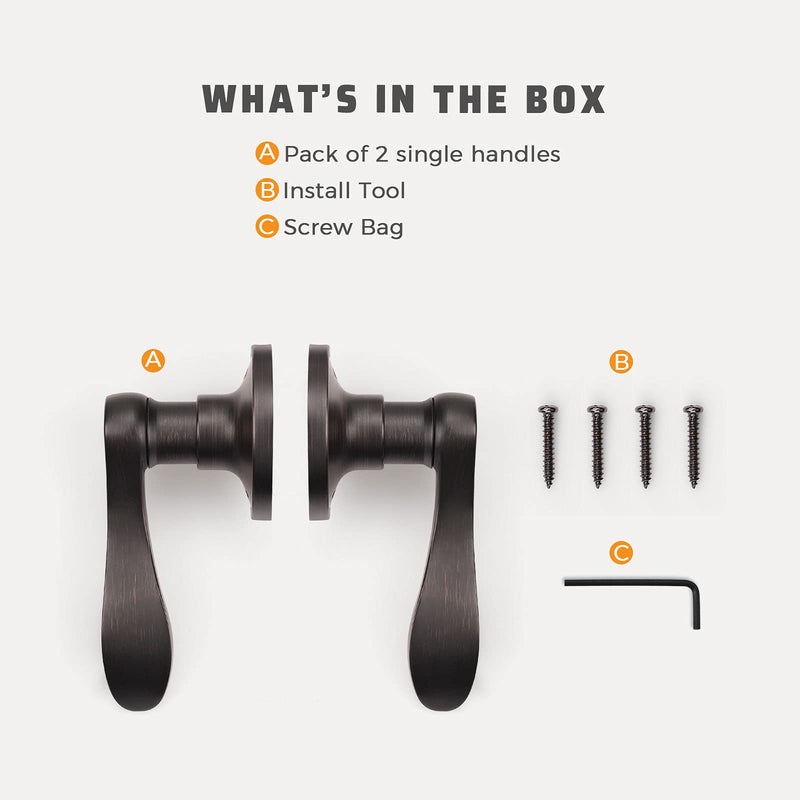 KNOBWELL 3 Set Dummy Lever Door Handles Closet Door Knobs No-Turning Pull Only Single Side Door Leversets(3 Left + 3 Right) Oil Rubbed Bronze
