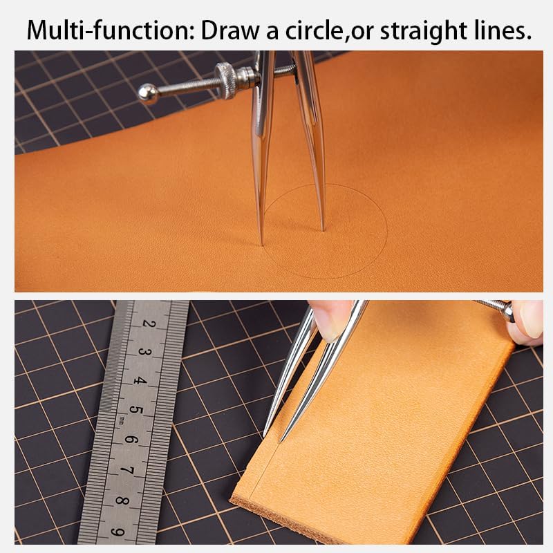 WUTA Spring Wing Divider 304 Stainless Steel Precision Scriber Caliper Tool Metal Dividers Adjustable Spacing Compass High Polished Round Leg for Drawing Circles, Leather Craft, Jewelry Design (Small) wt-wing