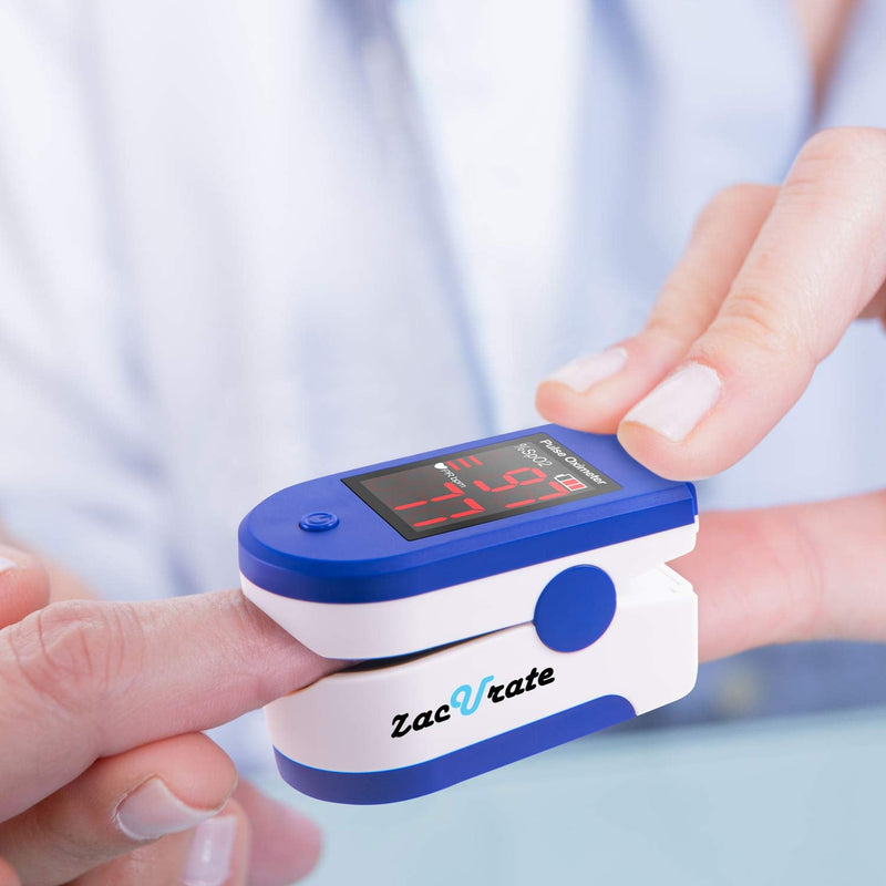 Zacurate Fingertip Pulse Oximeter Blood Oxygen Saturation Monitor with Batteries and Lanyard Included (Sapphire Blue)