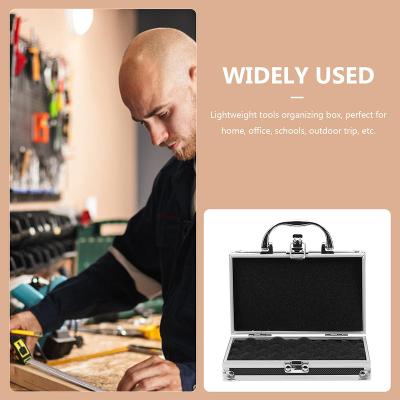 7-Inch Mini Aluminum Briefcase Hard Shell Metal Tool Box with EVA Foam Shockproof Storage Case for Precision Instruments Valuables