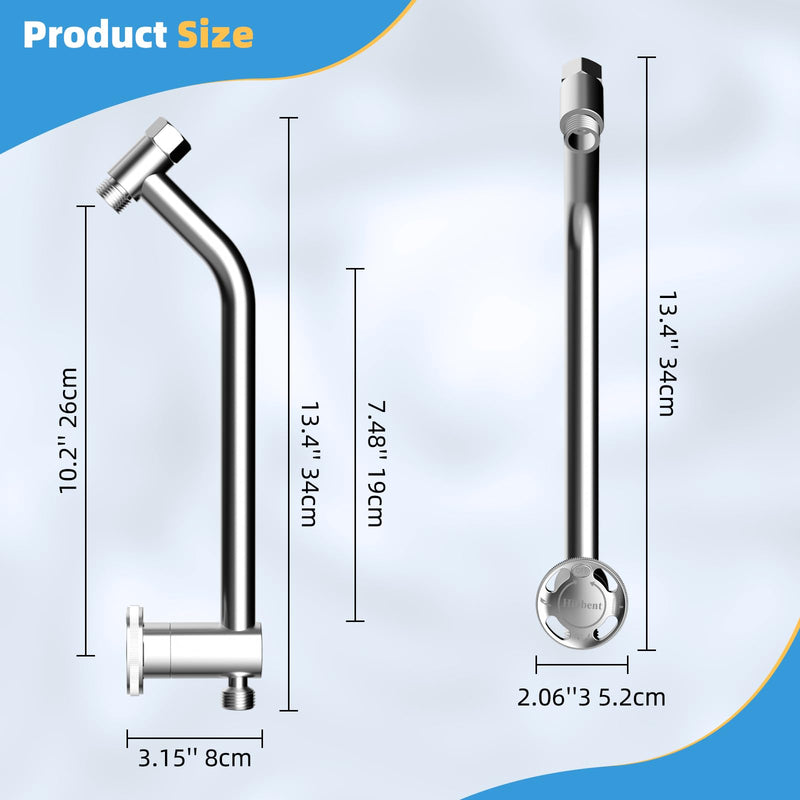 Hibbent All Metal Shower Diverter with Showerhead Holder, Easy Reach 4 Way Diverter with Pause Mode, 13.5" Stainless Steel Slide Bar, 4-Setting Replacement for Handheld & Fixed Shower, Chrome