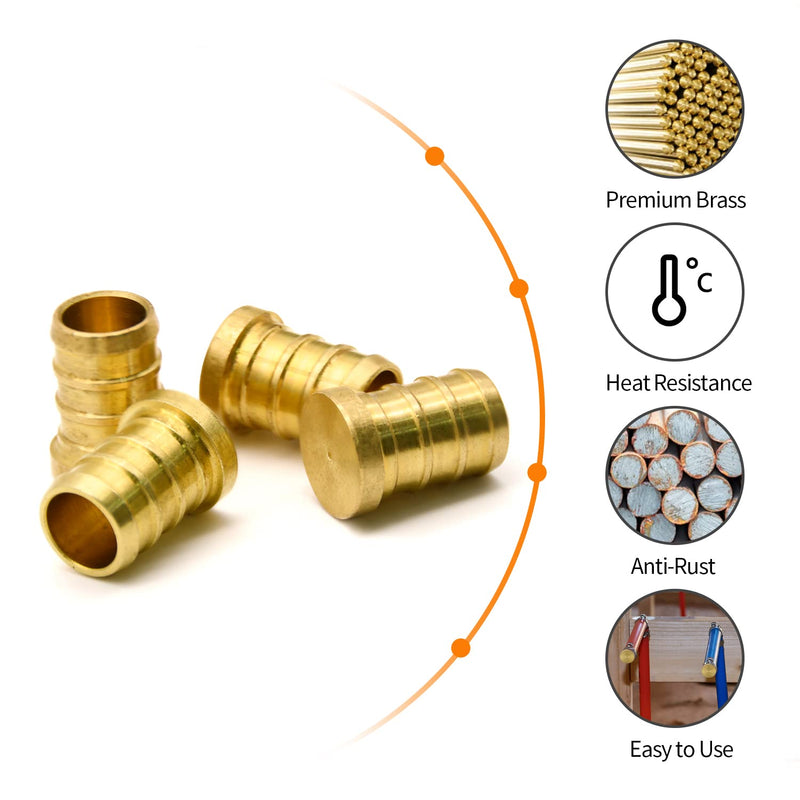 25 Pack 1/2" PEX Barb Plug End Cap, PEX Barb Plug End Cap, Brass PEX Barb Plug End Cap Pipe Fitting (1/2", 25pcs) 1/2"-25 Pack