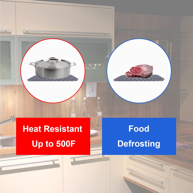 Sink Protectors for Kitchen Sink, SCITURE Sink Mats for Kitchen Stainless/Ceramic Sinks, Folding Non-slip Kitchen Sink Mat, Heat Resistant Silicone Sink Mat (1 Pcs, Grey, 13.58 ''x 11.6 '') Center Drain Sink