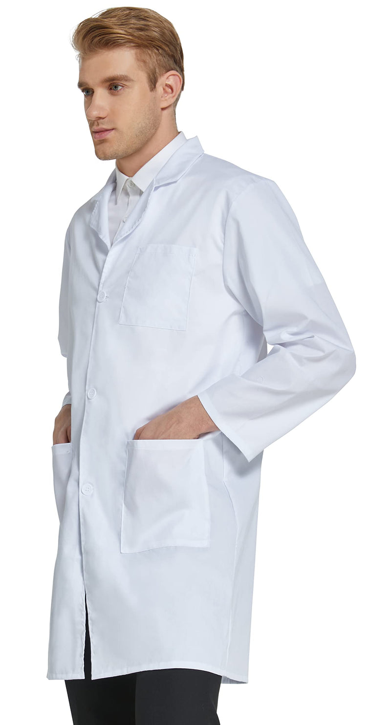 VOGRYE Professional Lab Coat for Men Women Long Sleeve, White, Unisex Medium - NewNest Australia