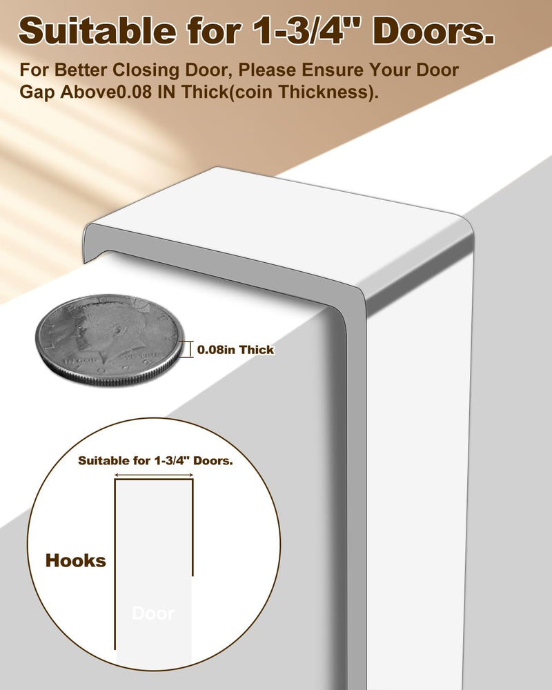 Over The Door Hooks, Sturdy Door Hanger, Large Over The Door Towel Rack with 6 Hooks, Heavy Duty Easy to Install, for Bathroom, Bedroom，Kitchen，Hanging Towels, Coats (White). 1 Pack White
