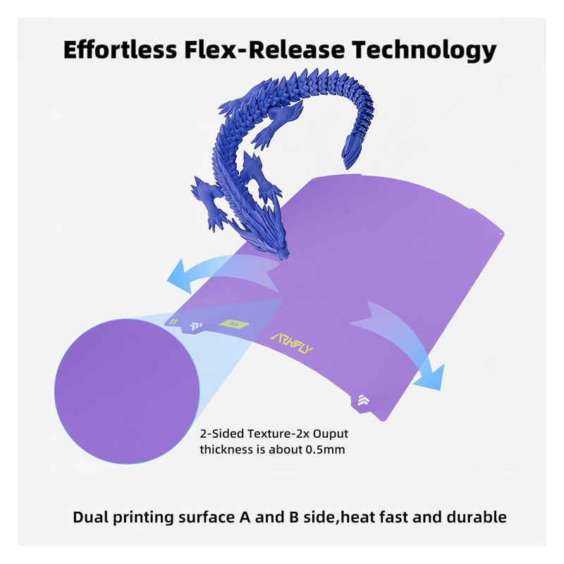 FYSETC 0.5 mm PEI Sheet for Prusa MK4S MK4: Upgraded MK52 Conweb Cold Plate Double Texture PEI Easy to Remove Prints Keep Printing 720H Energy Saving 42kwh Purple