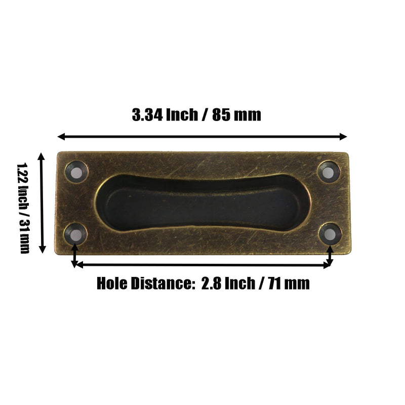 2 Pcs Door Edge Pull,Antique Recessed Finger Pulls for Sliding Door,Cabinet Drawer Closet Door Pulls Handles