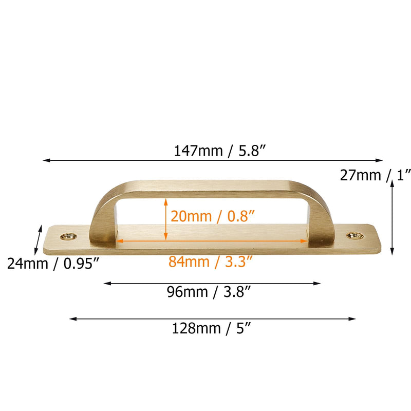 Coshar 8Pcs Aluminium Alloy Square Kitchen Cabinet Handles 5-Inch Brushed Gold Cabinet Pulls Drawer Handles with Base Plate,for Sliding Rustic Barn Gates Garages Sheds