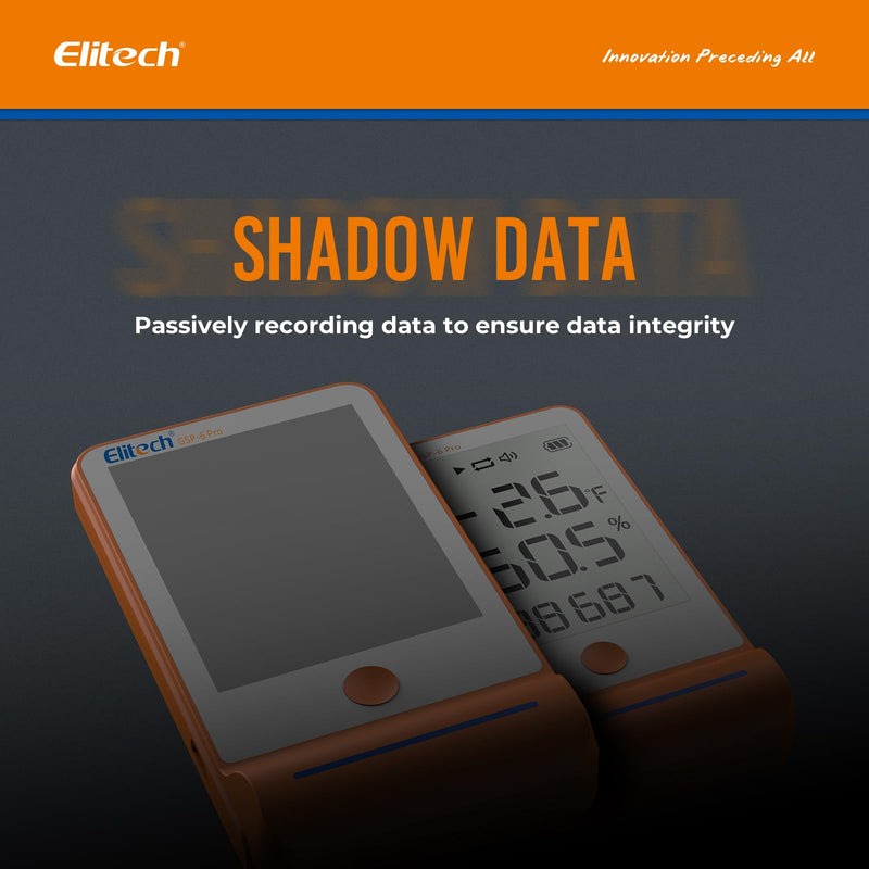 Elitech Bluetooth Hygrometer Thermometer Data Logger Temperature Humidity with Shadow Data 100000 Points Data Storage Export, Pharmacy Vaccine DDL Calibration Certificate, MAX MIN AVR MKT GSP-6Pro GSP-6Pro, T&H Probe 1