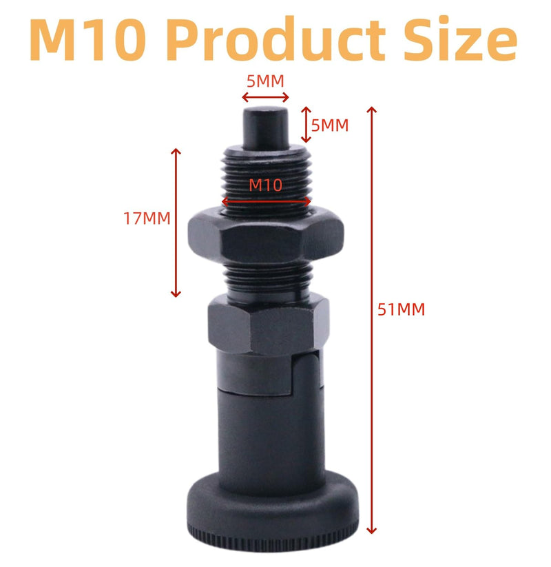Push Fit Ball Nose Spring Plunger, Carbon Steel Self Locking Indexing Plunger Spring Knob Plunger Positioning Pins Lock Pin Bolt Self Locking Indexing Pin with Lock Nut (M10) M10 - NewNest Australia