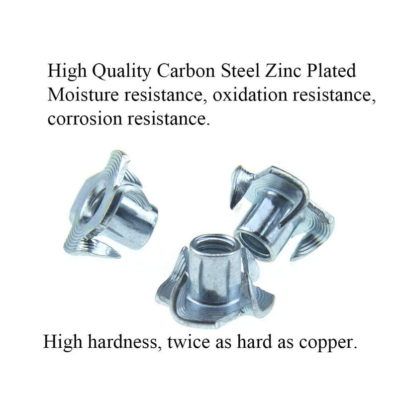 M5 X 8mm T Nut 4 Prong Tee Blind Nuts Threaded Insert Clean Threads No Rust Carbon Steel Zinc Plated for Wood Rock Climbing Wall Holds Plywood Furniture Particle Board CNC Router 60 Pack M5-8(60Pack)