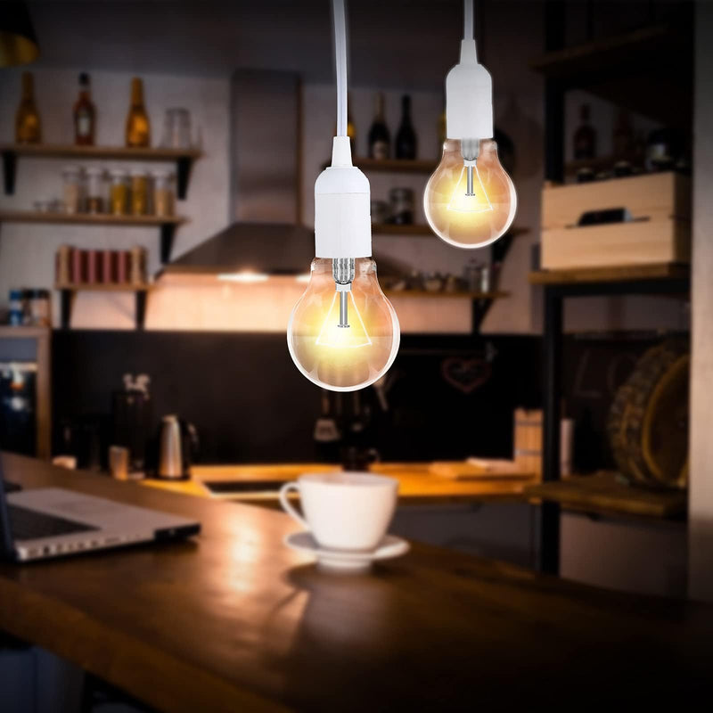 Simple Deluxe 12 Feet Extension Hanging Lantern Pendant Light Cord with E26 Socket, Featuring an On/Off Switch(Bulb Not Included) White/1 Pack
