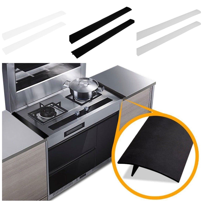 2 Pack Flexible Kitchen Stove Gap Covers, Silicone Gap Fillers Between Counter and Stovetop, Oven, Washer, Dryer, Easy to Wipe, Food grade (Black, 21 Inches) 21'' Black