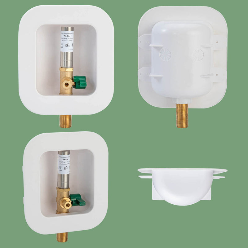 [1 Piece] Lingmfg Ice Maker Outlet Box Sweat Thread with Hammer Arrestor, 1/2 inch Thread, 1/2 inch Copper Sweat, Connection 1/4 Inch Ice Maker Hose, Water Valve Box Inlet Compression Cover Old Work Sweat & Thread, SS Hammer Arrestor - NewNest Australia