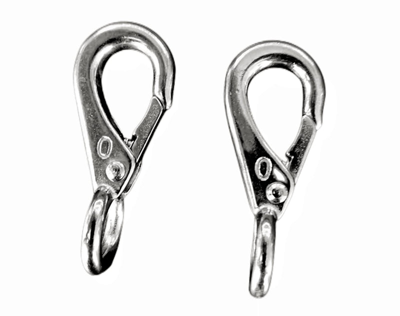 2/4Pcs Heavy Duty Stainless Steel 316 Spring Snap Hook Fixed Eye Clip Carabiner Marine Clip Dock Hardware Accessories 0# 4Pack