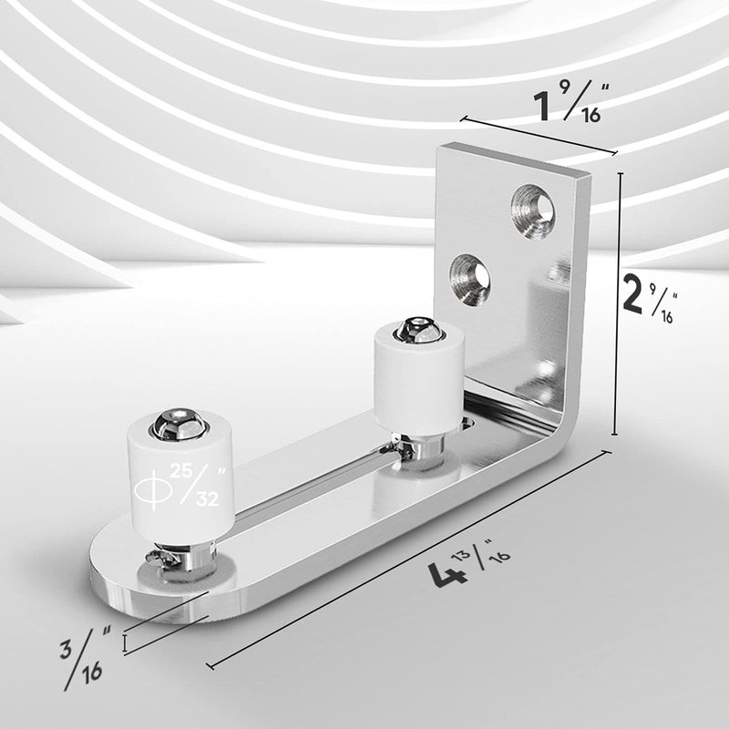 EaseLife Sliding Barn Door Bottom Floor Guide,Ball Bearings Adjustable Stay Roller,Wall Mount System,Flush Flat Bottom Design 2 Chrome