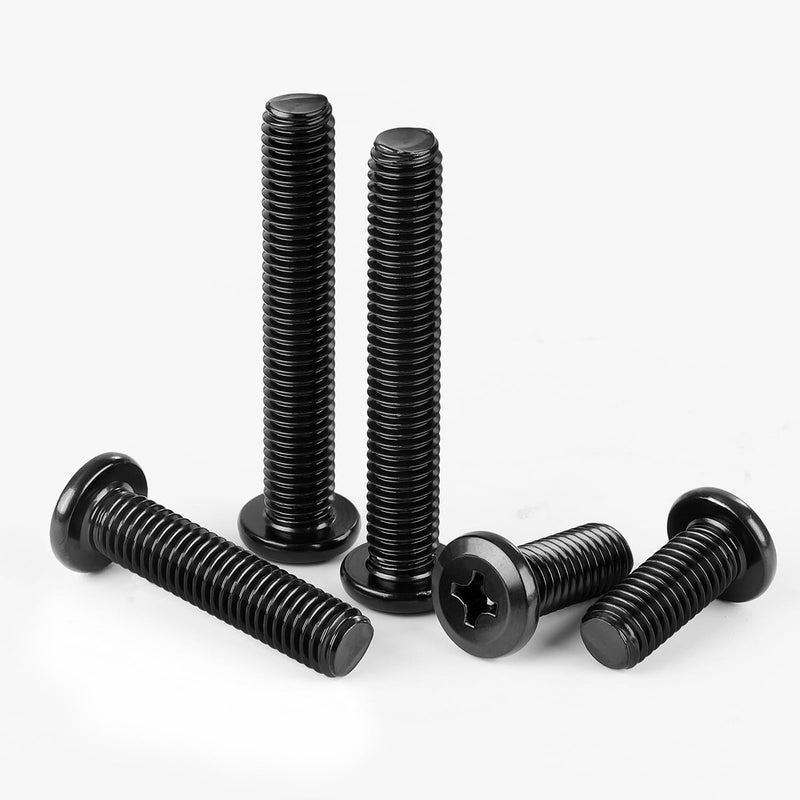 M4-0.7 x 8mm Flat Round Head Machine Screw, Furniture Bolts Countersunk Connector Screws, Stainless Steel 18-8 (304), Black Finish, Fully Threaded, 50 PCS M4-0.7 x 8mm