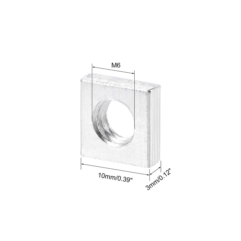 uxcell Square Nuts, M6x10mmx3mm Zinc-Plated Metric Coarse Thread Assortment Kit, 25 Pcs