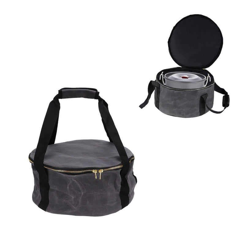 Dutch Pot Storage Bag Dustproof Cast Iron Cookware Bag Heavy Duty Enamel Pot Travel Bag for Cookware Frying Pans Utensils Camping(Dark grey)