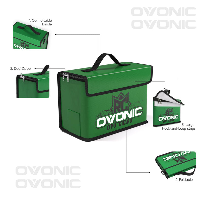 OVONIC Lipo Safe Bag Fireproof Explosionproof Bag, Large Medium and Small Capacity for Lipo Batteries Storage
