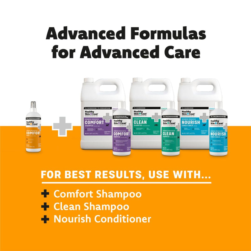 Advanced Medicated Comfort Pet Spray, 8 oz - for Dogs and Cats, for Hot Spots and Irritated Skin and Coat, 3% Chlorhexidine, Made in The USA