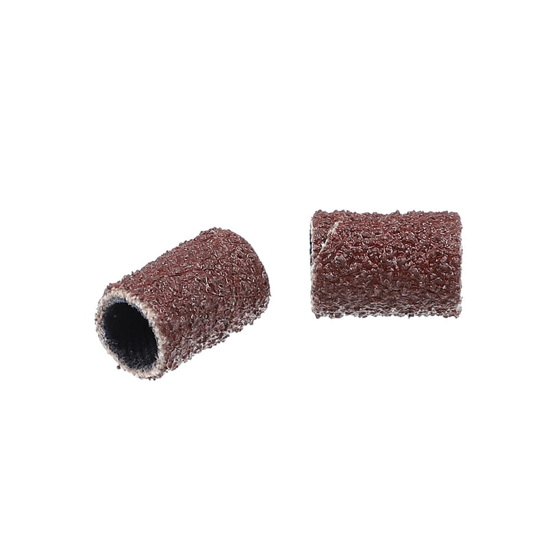 VOCOSTE 100 Pieces 60 Grit Sanding Bands Set with Free Box, Drum Sander Sanding Sleeves for Nail Sanding Tools Brown